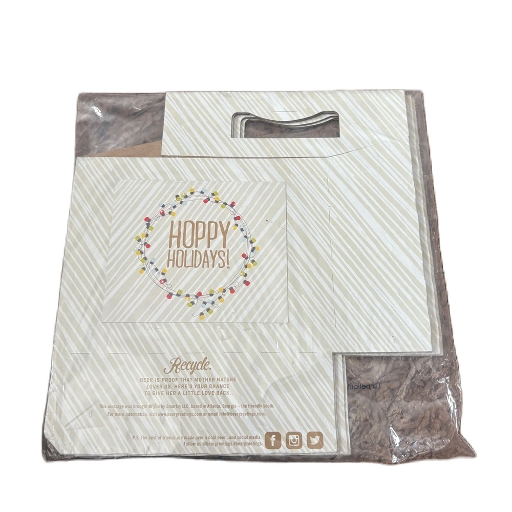Hoppy Holidays Gift Bag 6 Pack Beer Bottle Holder Cardboard NEW